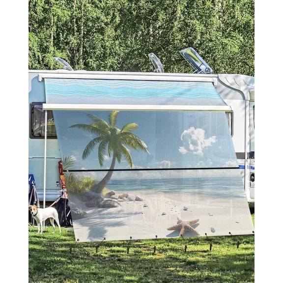 RV Awning Sun Shade Screen with Zipper 9x13.5 Feet Mesh Blocker for Motorhome Camper Travel Trailer Canopy