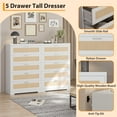 thumbnail image 7 of 5 Drawer Rattan Dresser for Bedroom, 47.24" Tall Dresser with Power Outlets, Wood Dresser Chest of Drawers with Metal Handles for Living Room Closet Hallway Entryway, 7 of 7