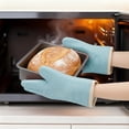 thumbnail image 5 of Unique Bargains 2pcs Silicone Heat-Resistant and Waterproof Oven Mitts Blue 10.8" x 8.1", 5 of 7