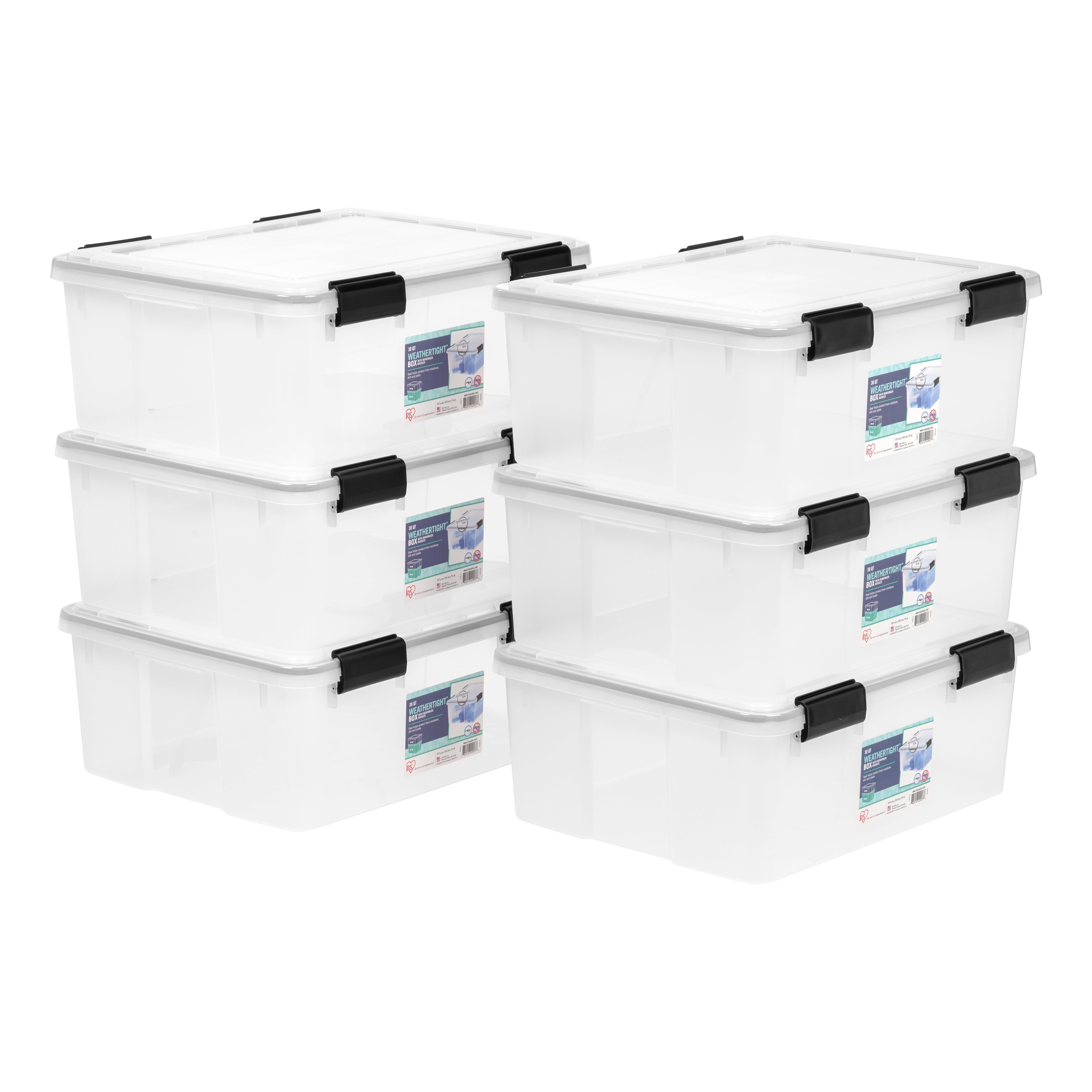 IRIS USA 30Qt Element Resistant® Storage Box with Latches, 6 Pack
