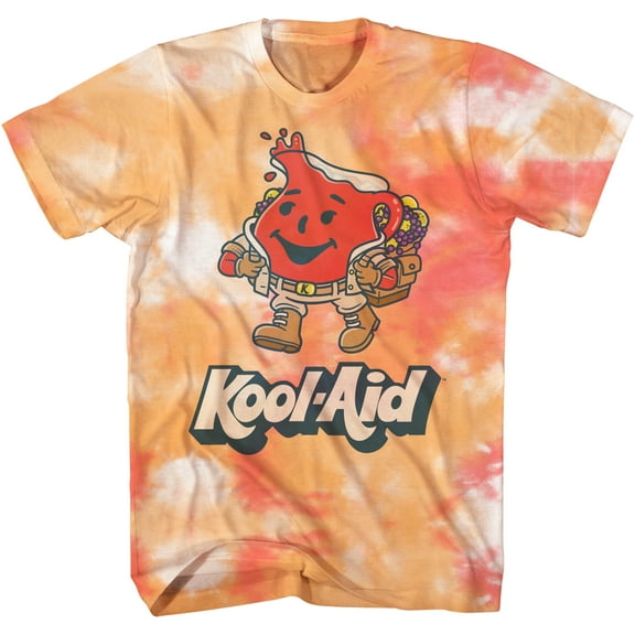 Kool-Aid Punch Men's T-Shirt Tie Dye Trek Orange/Red Genuine Merch Tee (Small, Orange/Red Tie Dye)