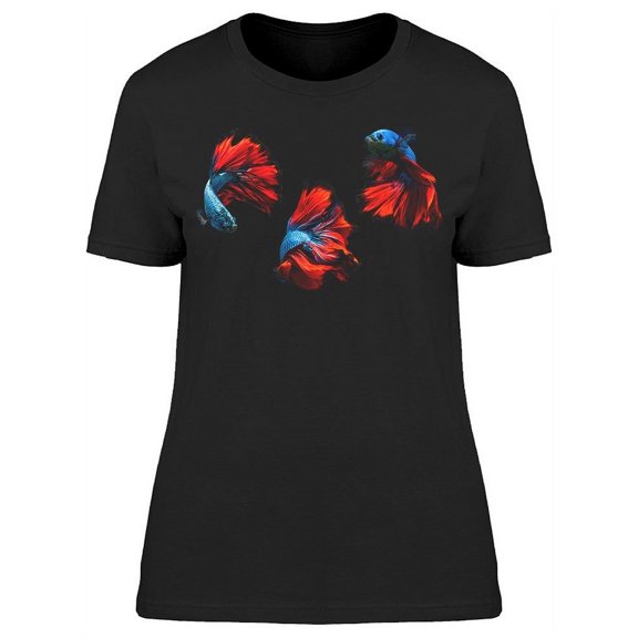 Collage Betta Fish Red/Blue T-Shirt Women -Image by Shutterstock, Female Medium