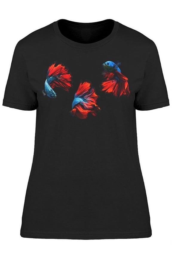 Collage Betta Fish Red/Blue T-Shirt Women -Image by Shutterstock, Female 3X-Large