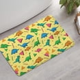 thumbnail image 2 of Yellow Cartoon Dinosaurs Geometric Shapes Pattern Bathroom Rugs Mat,Non Slip Microfiber Bathroom Rug,Rubber Backing,Soft Bathroom Mats for Bathroom Floor,Tub and Shower,17x27in(43x68cm), 2 of 5