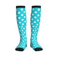 thumbnail image 3 of Compression Socks for Women and Men - Aqua And White Polka Dot Compression Socks Circulation for Workout, 3 of 8