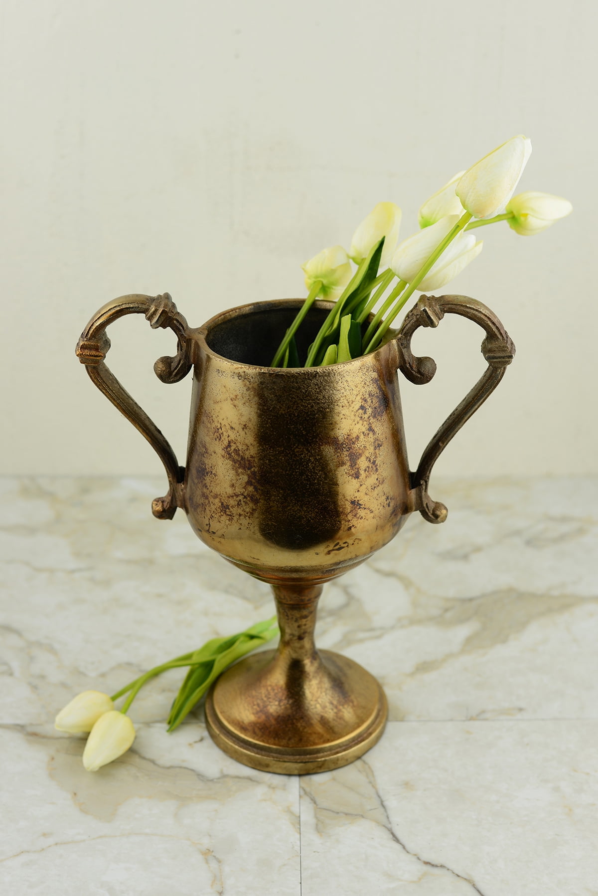 3 Pieces Of Champion Urn Trophy Gold Metal Vase 11 Inches