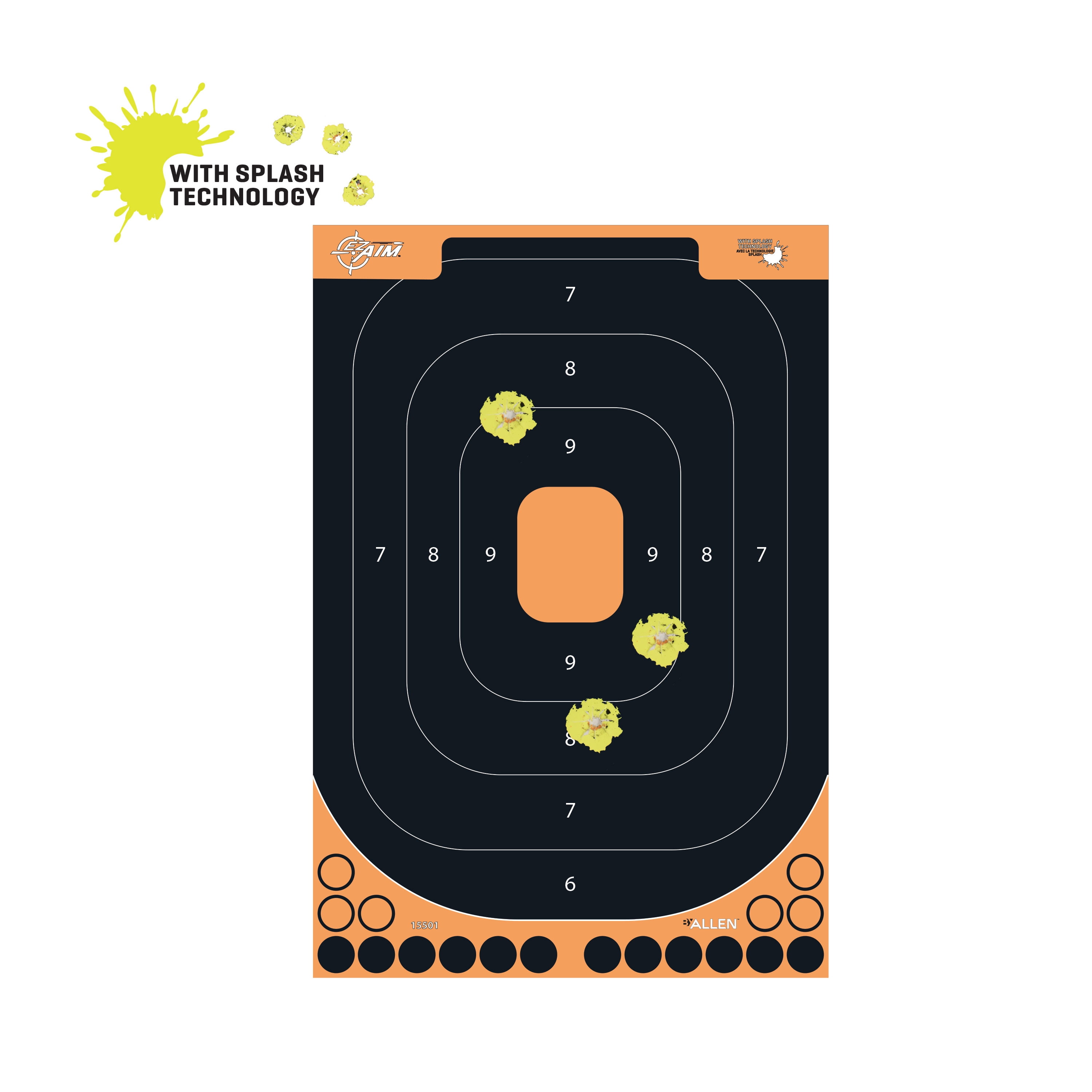 Ez Aim Splash Reactive Adhesive Paper Shooting Targets, Peel Away Target Pad, 12.5"W x 18.25"H, 25-Pack, Multi-Color, Paper Targets, 15501-25