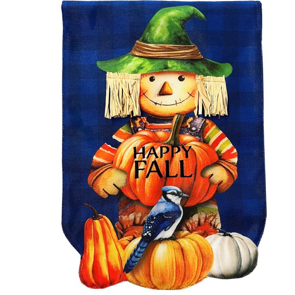 Briarwood Lane House Flag 40x28 For Outdoor Happy Fall Scarecrow Burlap For Fall House Flag