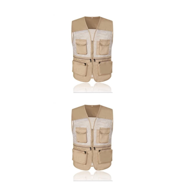 Soidarity NERIES, chaqueta de pesca de verano, chaleco con cremallera Multicolor, ropa de abrigo para hombre, chalecos, accesorios para juegos al Caqui/L 2Conjunto