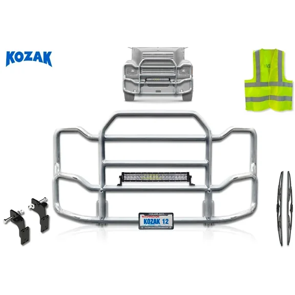 Kozak Compatible with Mack CH Set-Back 2004  Front Grille Deer Moose Brush Bumper Guard Large Chrome