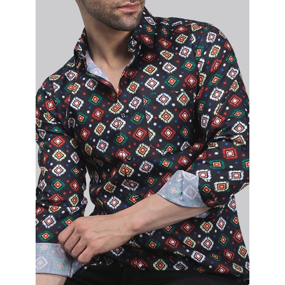 Tropical Men's Printed Full Sleeve Casual Linen Shirt