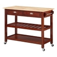 thumbnail image 1 of Pemberly Row Three-Tier Butcher Block Kitchen Cart w/Drawers- Mahogany Wood, 1 of 10