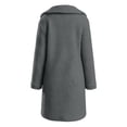 thumbnail image 7 of KICILVS Long Sherpa Jacket Women Fuzzy Button-Down Coat with Pockets Notched Collar Warm Winter Outerwear for Casual, 7 of 7