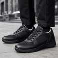 thumbnail image 3 of Men's Winter Fleece-Lined Work Shoes, Black Lace Up Low Top Walking Shoes for Fall and Winter, 3 of 6