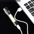 thumbnail image 3 of Muyoka Linterna de 300 lm Linterna LED recargable por USB con 3 modos de iluminación Antorcha LED con batería de 500 mAh Lámpara de flash de enfoque fijo/con zoom para acampar Senderismo Pesca nocturn Muyoka Hogar, 3 of 7