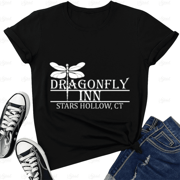 Cozy Small Town Dragonfly Inn Graphic Unisex T-Shirt, for Men & Women, up to Size 5XL