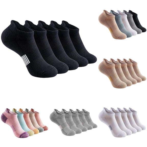 Daznico Women's Cushioned Towel Bottom Ankle Socks Ribbed Breathable Stretch Thickened Running Badminton Outdoor Sports Socks
