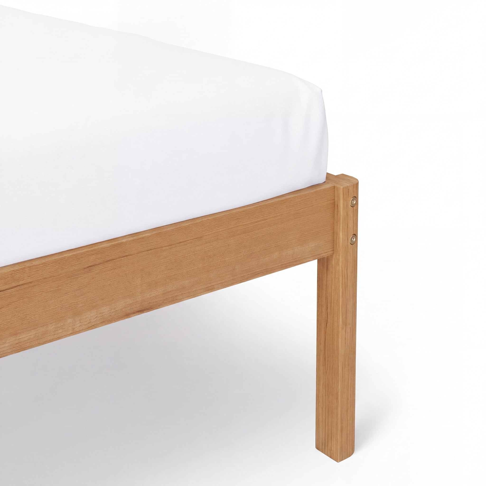 Mainstays Kids Twin Size Wood Platform Bed Frame, Natural Teak