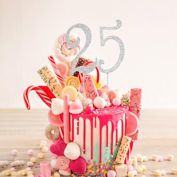 OUNONA 1Pcs Birthday Cake Topper Decorative for Elegant Cake Decoration in Silver