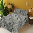 thumbnail image 2 of Ambesonne Leaf Print Fitted & Flat Sheet with Sham 3 Pcs Set, Neutral Tone Leafy Woods, Twin XL, Grey Teal Pale Redwood, 2 of 5
