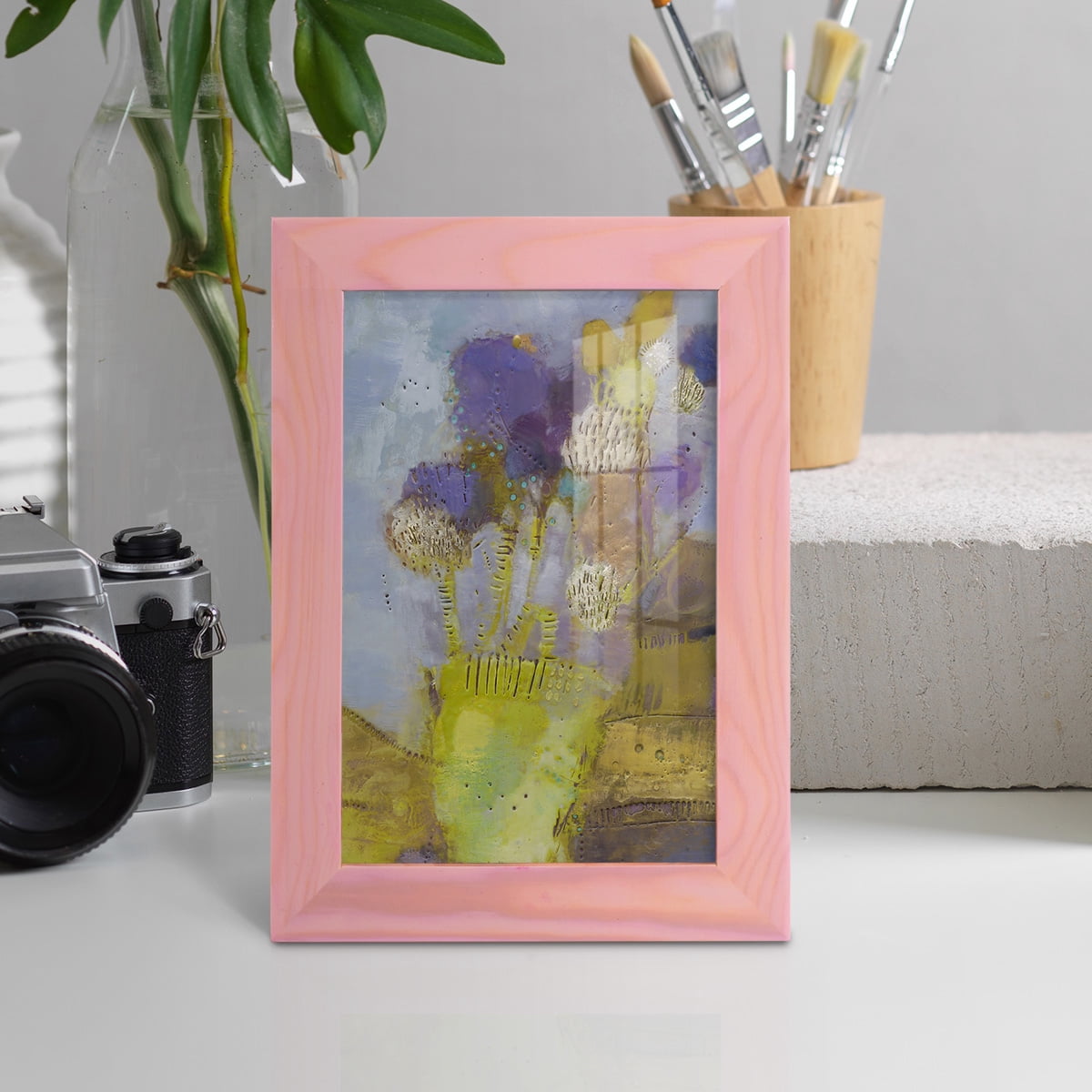 Blumen II -Framed Print w/glass-Sunset Pink