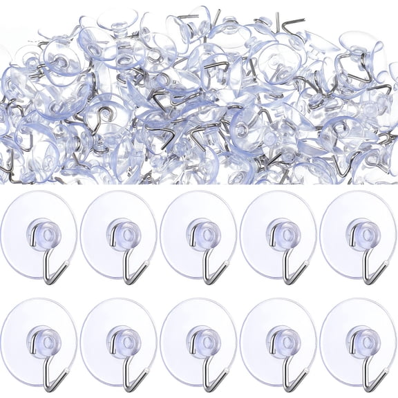 Lsupdaol 100 Pcs Mini Suction Cup Hooks for Glass Window 0.87 InchWindow Suction Cups with Hook Removable Clear Plastic String Lights Hold for Holiday