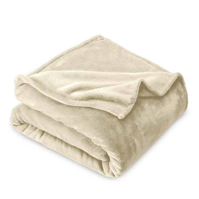 Bare Home Microplush Fleece Blanket - 300 GSM - Fuzzy Microfleece - Soft & Plush - Kid Size, Oyster