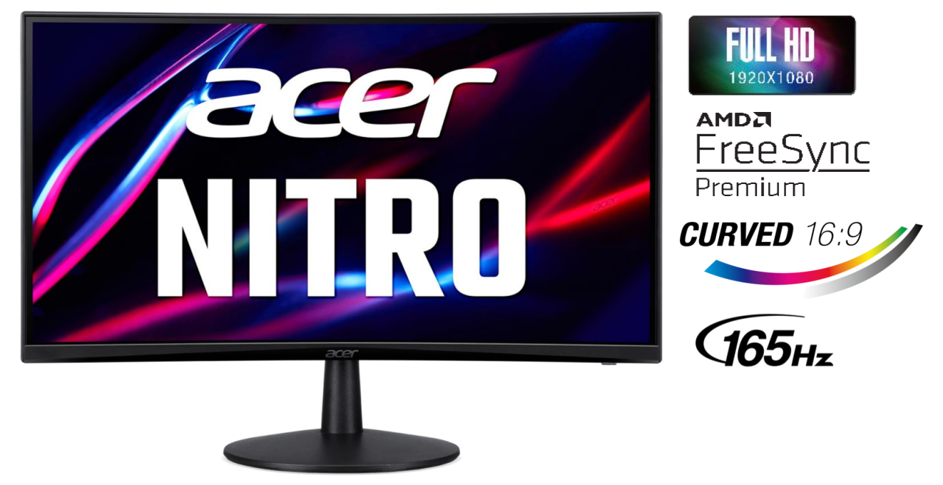 Acer Nitro 23.6" inch Curved Full HD Gaming Monitor (New) - Black (ED240Q Sbiip) - image 4 of 8