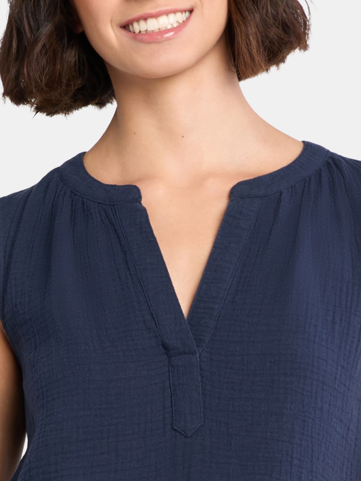 Time and Tru Women's Double Cloth Cotton Tank Top, Sizes XS-XXXL