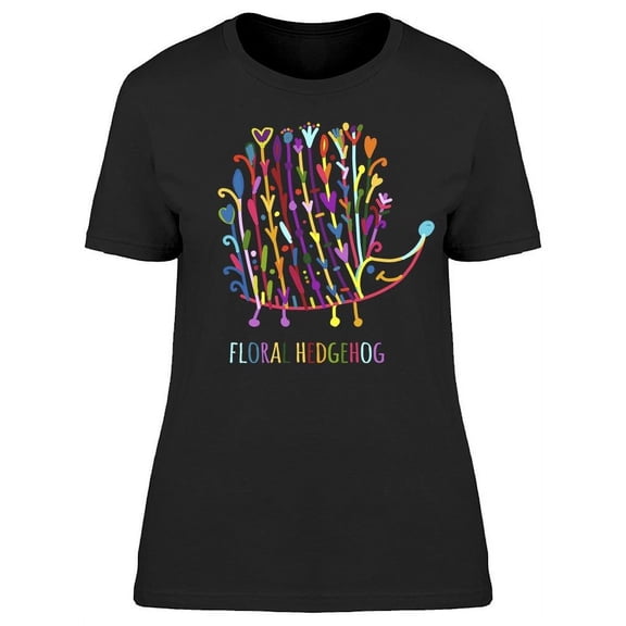Floral Colorful Hedgehog Sketch T-Shirt Women -Image by Shutterstock, Female 3X-Large