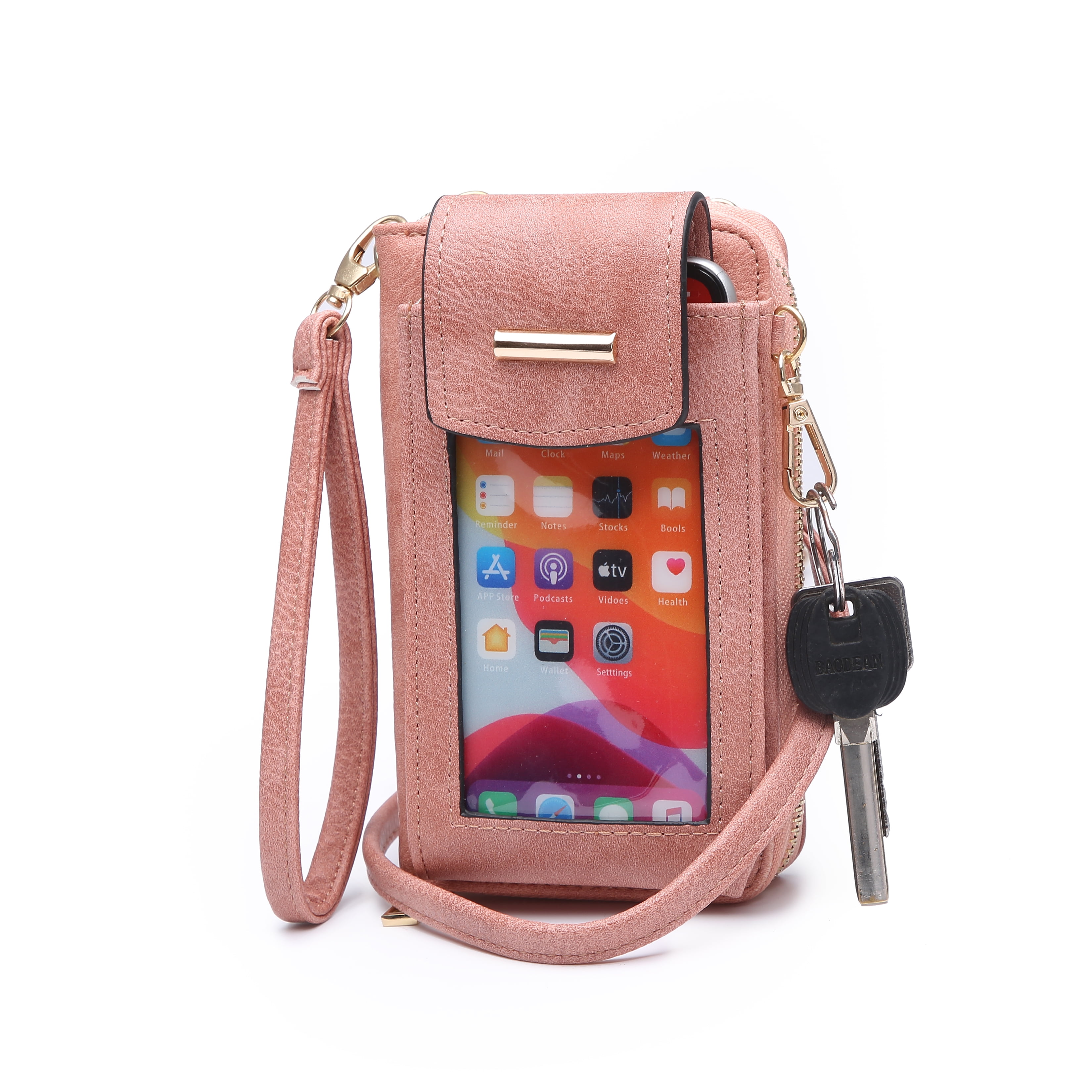 RFID Blocking Clutch Wallet Card Holder Phone Pocket Women Touch Screen Wristlet Handbag