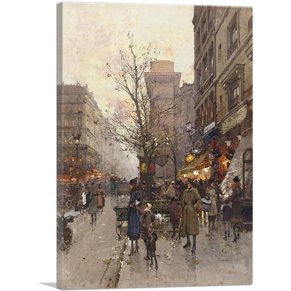 ARTCANVAS La Place De Chatelet Canvas Art Print by Eugene Galien-Laloue - Size: 12" x 8" (0.75" Deep)