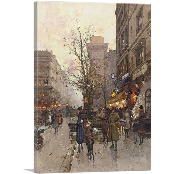 ARTCANVAS La Place De Chatelet Canvas Art Print by Eugene Galien-Laloue - Size: 26" x 18" (0.75" Deep)