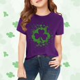 thumbnail image 2 of XIMIN Edgy Splatter Clover Kids' Girls Boys Short-Sleeve Crew Neck T-Shirt - Distressed Green Graphic, Soft St. Patrick's Day Lucky Charm Top, 2 of 7