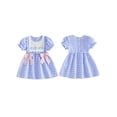 thumbnail image 2 of BemeyourBBs Toddler Baby Girl Summer Plaid Gingham Dress 6 12 18 24 Months 2 3 4 Years Whale Embroidered Plaid Bows Ruffled Trim Crew Neck Short Sleeve A Line Casual Dress, 2 of 9