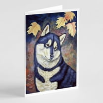 Carolines Treasures 7173GCA7P Fall Leaves Siberian Husky Greeting Cards and Envelopes Pack of 8 7 x 5 multicolor