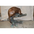 thumbnail image 6 of Nifao Leopard on a Tree Trunk Bronze Statue – Home Decor Sculpture, 38"L x 34"W x 36"H, 6 of 12