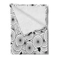 thumbnail image 2 of Geometric Soft Flannel Fleece Blanket, Hand-Drawn Sketch Style Multiple Overlapping Spirals Retro Illustration, Cozy Plush for Indoor and Outdoor Use, 50" x 70", Black White and Grey, by Ambesonne, 2 of 5