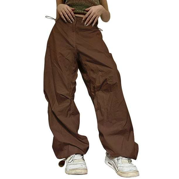 Gibobby Pantalones de vestir para mujer Petite largos de cintura alta con pernera ancha Ajuste suelto Trabajo Oficina Pantalones largos (Coffee, L)