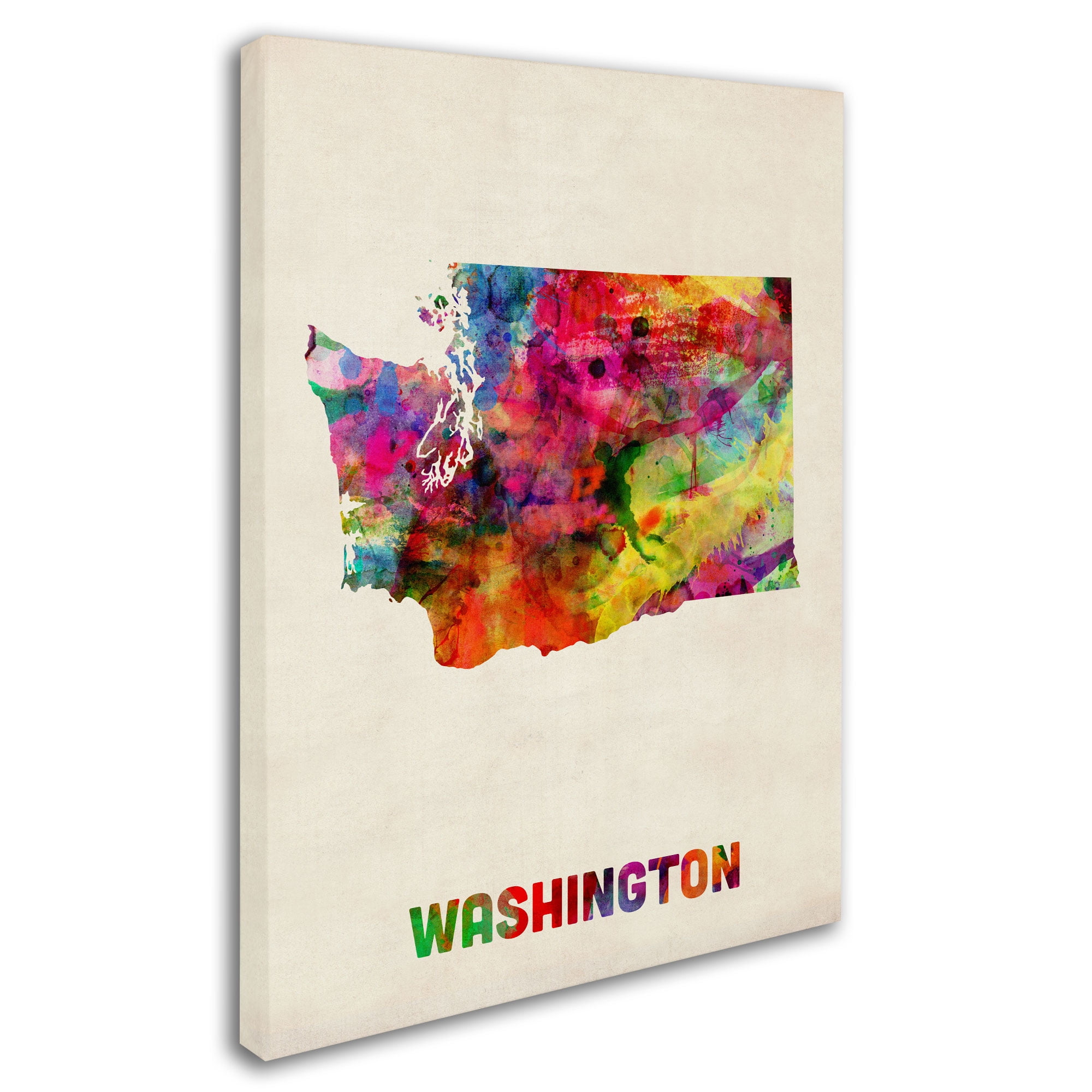 Trademark Fine Art "Washington Map" Canvas Wall Art by Michael Tompsett