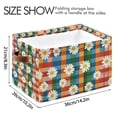 thumbnail image 4 of Yayeee Canvas Storage Basket with Handles for Shelves Fabric Bins Closet Organizer, Green Checkered Daisy, 4 of 8