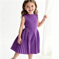 thumbnail image 5 of FYDUU Girls Dress Elegant Pleated A-Line Midi Dresses Sleeveless Formal Party Dress for Girls Round Neck Casual Sundress School Wear 9-10 Years, 5 of 5