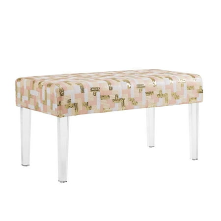 - Linon Stella Acrylic Leg Bench, Sequin Colorblock, 18 inch Height