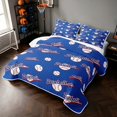 thumbnail image 3 of Manfei Sports Quilt King, Baseball Game King Coverlet Set, Royal Blue Red, Navy Reversible 3-Piece, 1 Bedspread and 2 Pillowcases, 3 of 7