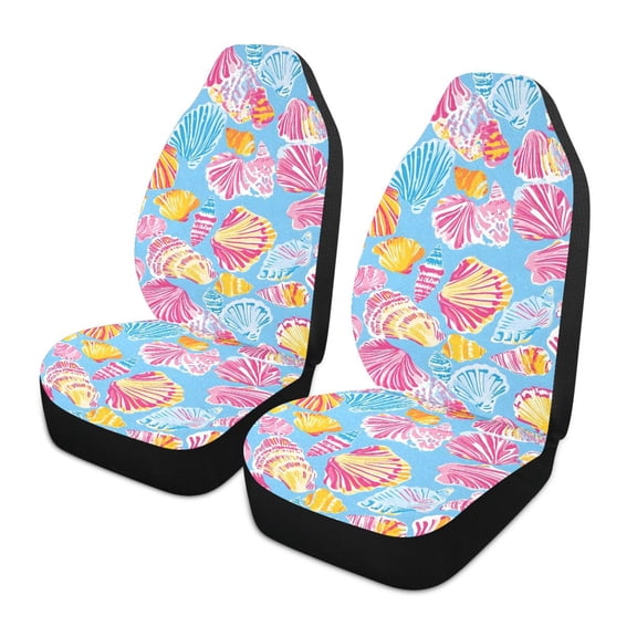 ALAZA Cute Seashell Car Seat Covers 2 PCs Universal Auto Front Seats Interior Protector