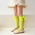 thumbnail image 2 of Dongfang Kids Socks Toddler Girls Large Bow Plain Knee Length Non Grip Stockings For School Durable Breathable Long Socks, 2 of 6