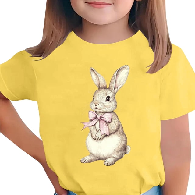 Wo-Fusoul T-Shirt de Pâques pour Enfants, Haut Décontracté à Manches Courtes et Col Rond, T-Shirt Graphique Imprimé pour Garçons et Filles de 3 à 15 Ans, Chandail Polyvalent pour le Printemps et l'Été