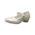 thumbnail image 2 of Dempsey Marie Girls 1" Low Heel Dress Shoe with Rhinestone Strap in Ivory, White, or Black, 2 of 3