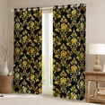 thumbnail image 2 of jejeloiu Ancient Damask Jacquard Black Out Curtains,Vintage Victorian Baroque Curtains Pack of 2 (42x63 Each),Gold Black Bedroom Curtains For Kids,Microfiber Bedroom Decor, 2 of 6