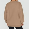thumbnail image 4 of Qwertyu Crew Neck Sweatshirts Women Long Sleeves Casual Shirts Color Round Neck Sweatshirt Crewneck Pullover Tunic Tops Fall Winter Clothes Camel XL, 4 of 4